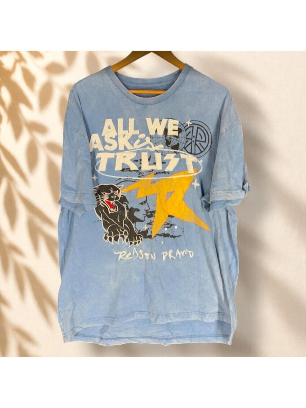 Reason T-Shirt Men 2XL Blue Graphic Print Short Sleeve Crew Neck Pullover